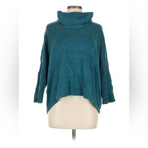 Elegant Teal Cowl Neck Sweater